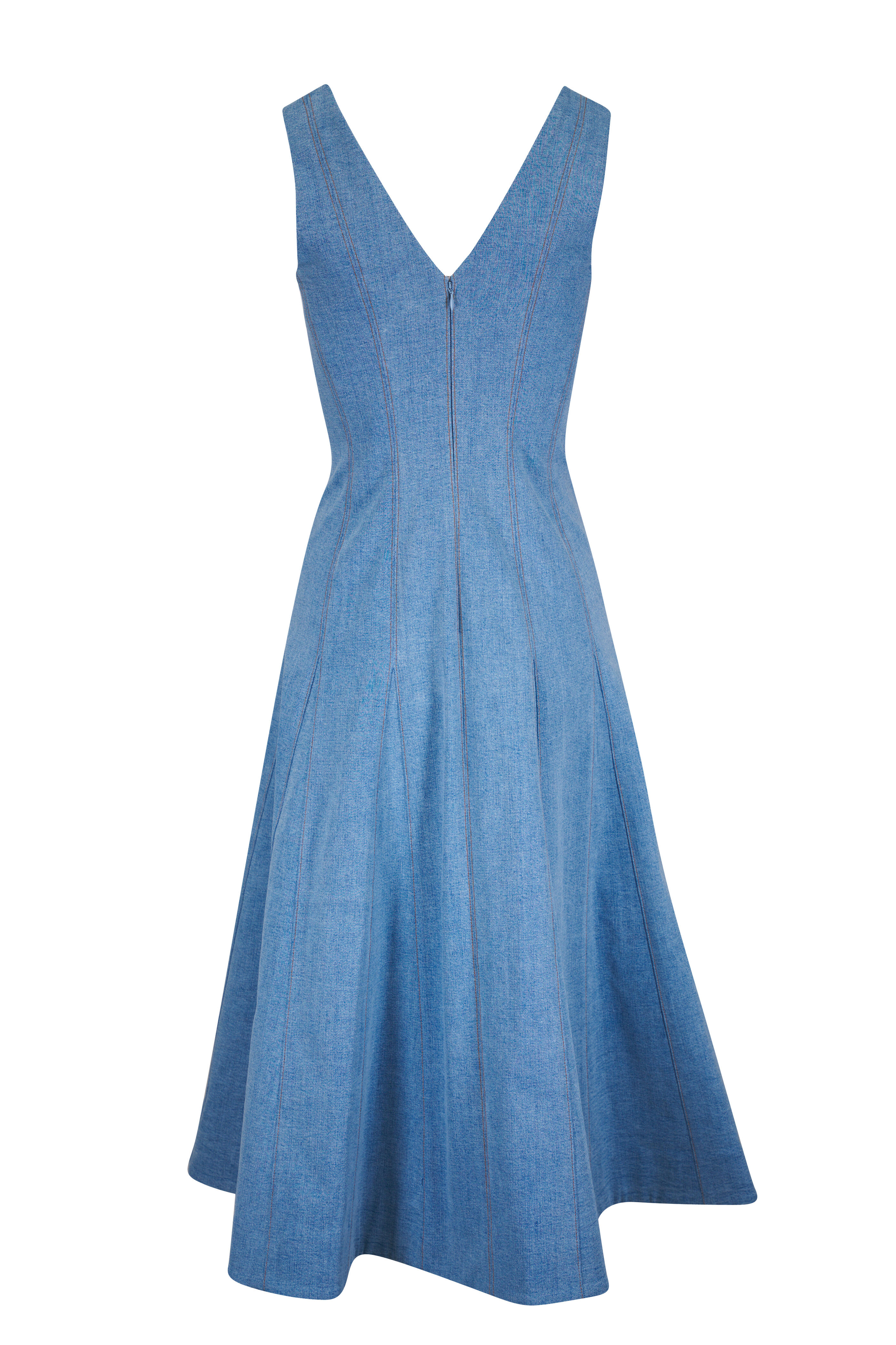Veronica Beard - Lou Blue Mirage Denim Pleated Midi Dress