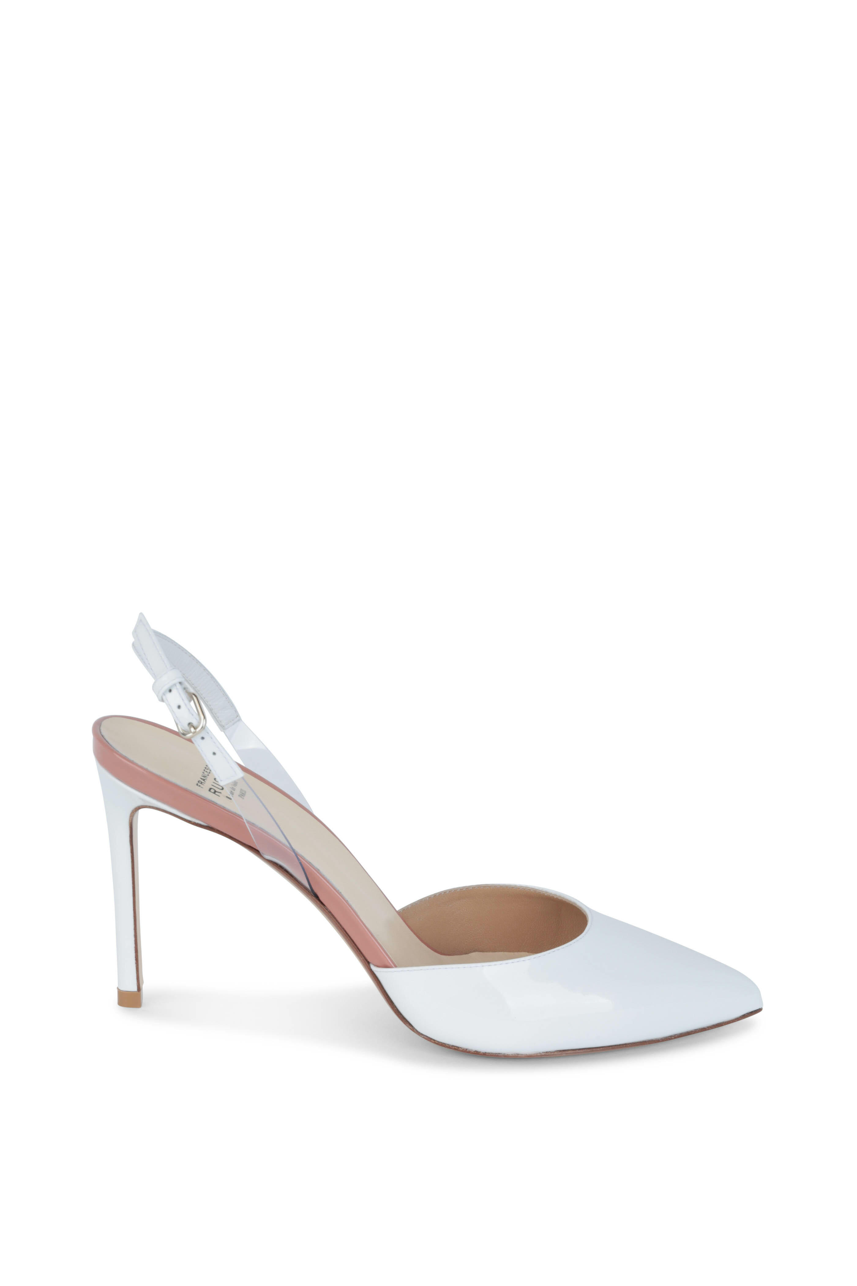 Francesco Russo White Patent Leather PVC Slingback 90mm