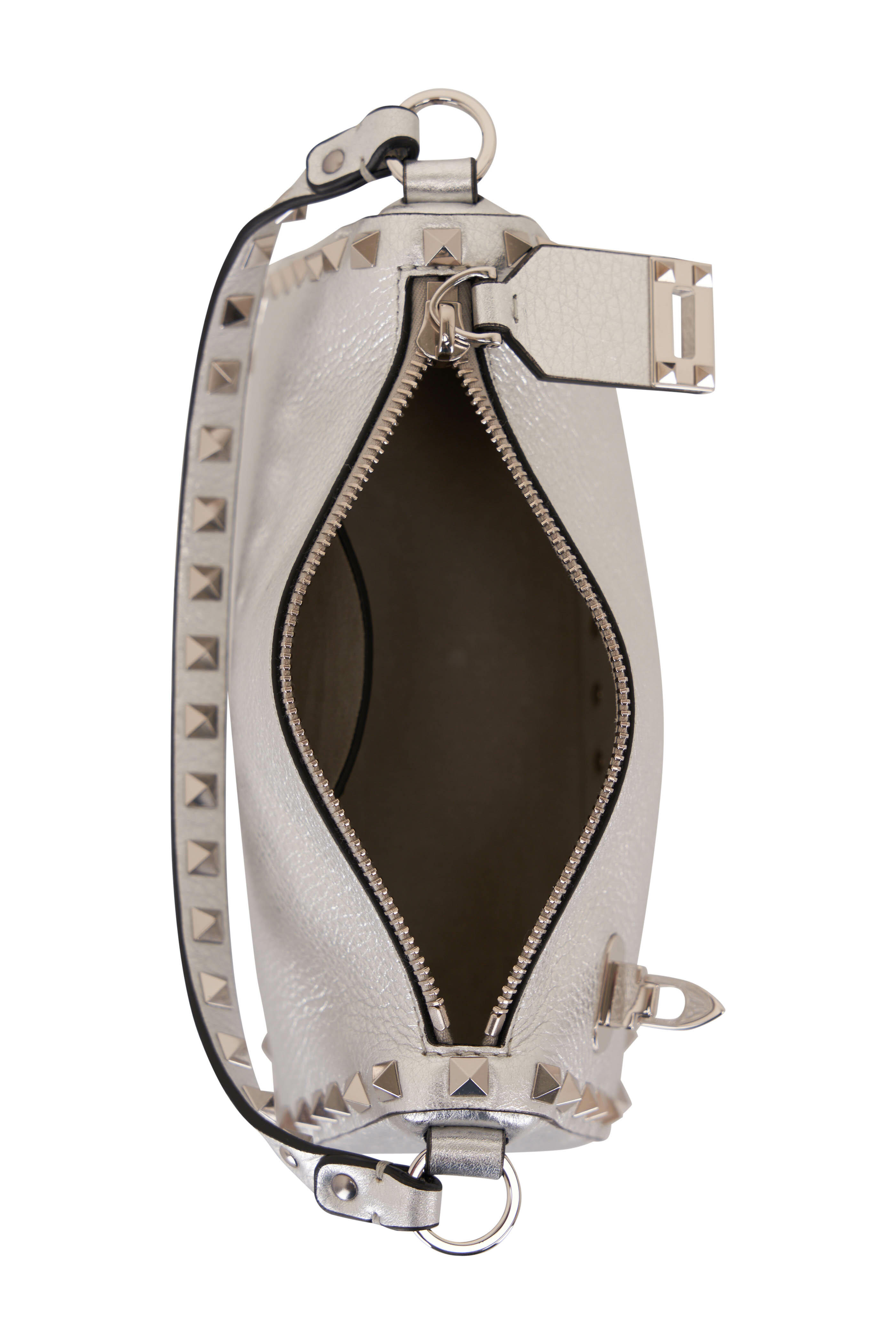Valentino Garavani - Small Metallic Silver Rockstud Shoulder Bag