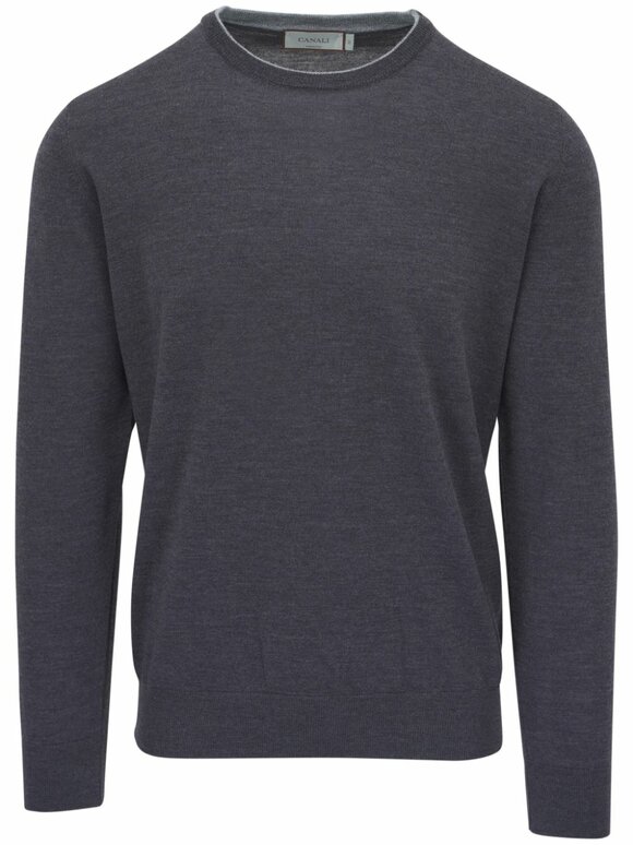 Canali - Dark Gray Wool Crewneck Sweater