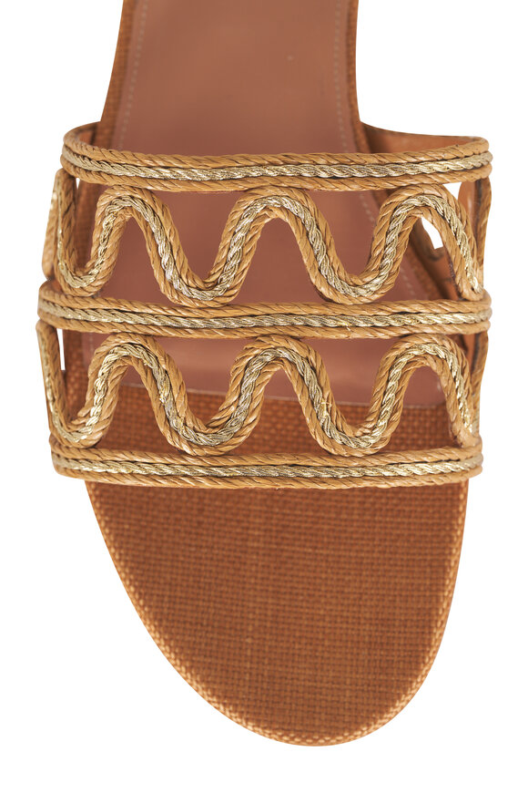 Aquazzura Manaus Brown Raffia Wave Slide - view 5