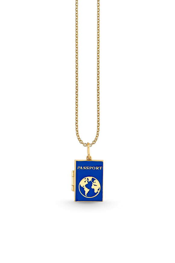 Sydney Evan Gold & Enamel Passport Charm Necklace - view 1