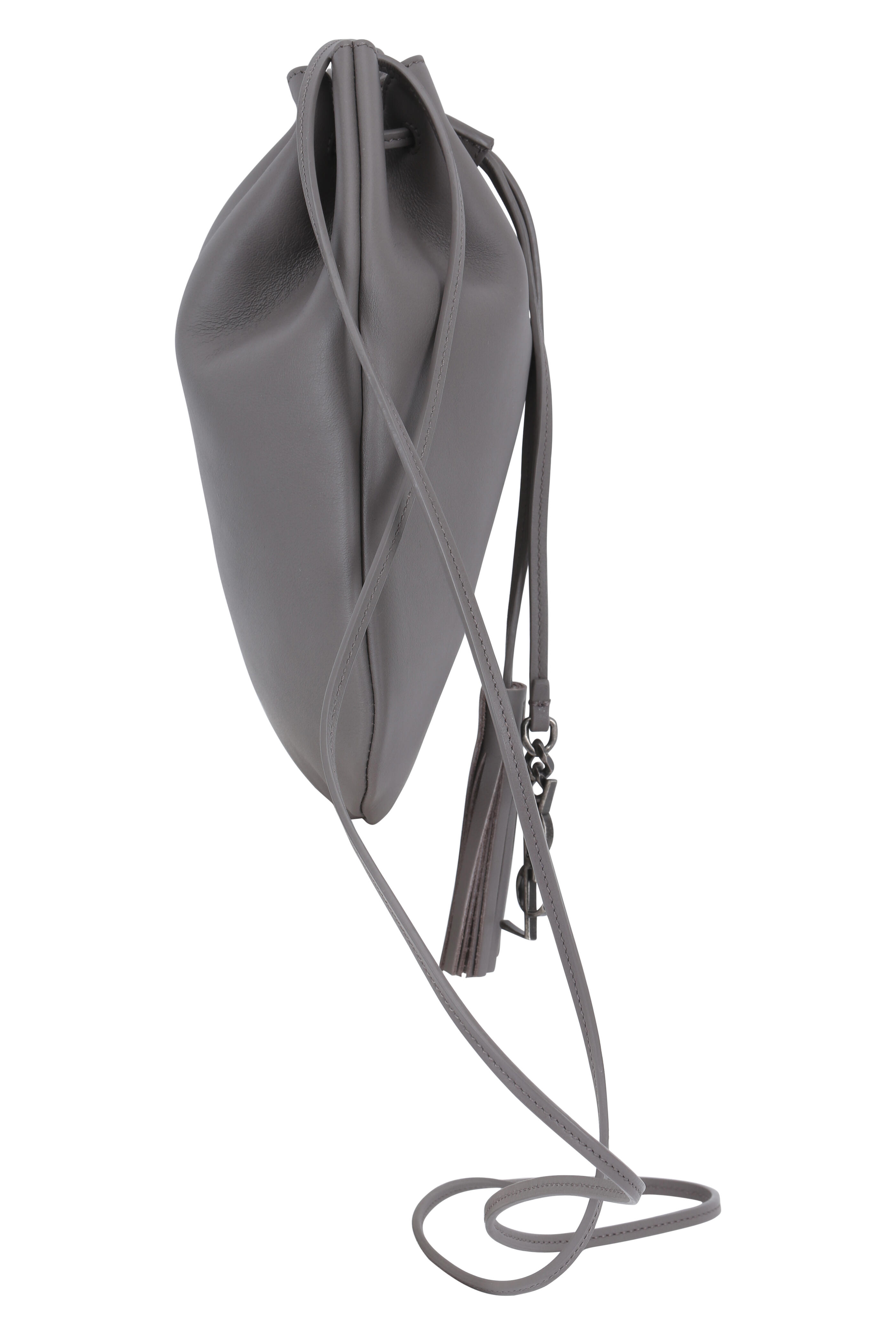 Saint Laurent - Jen Gray Leather Small Drawstring Bucket Bag