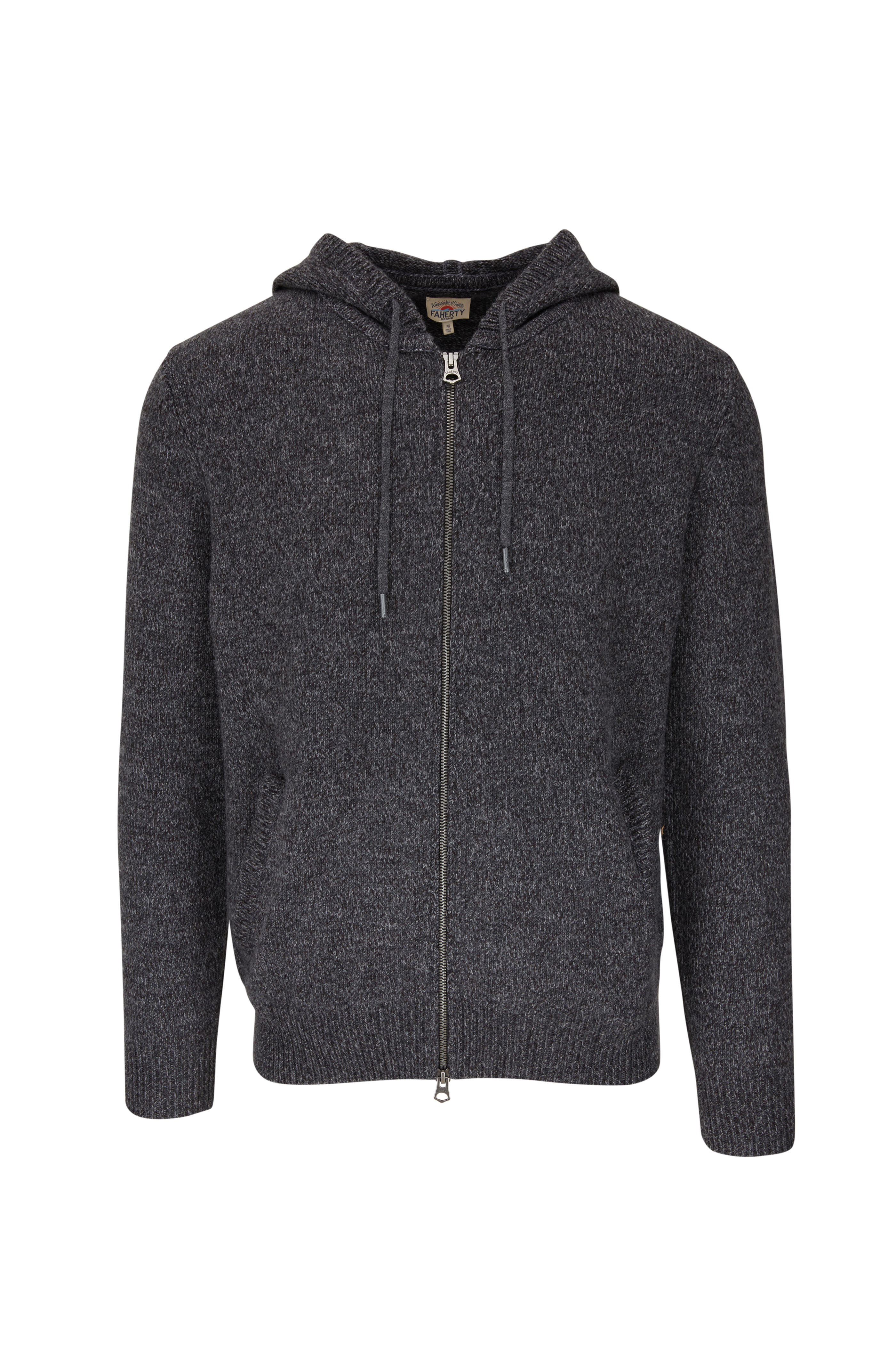 Faherty Brand - Charcoal Wool & Cashmere Full Zip Hoodie