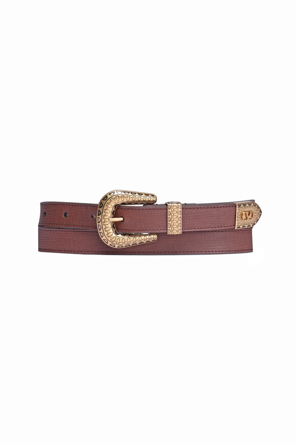【超美品】LOEWE ブラウンレザーベルト Lロゴ金具付き 超美品】LOEWE ブラウンレザーベルト Lロゴ金具付き