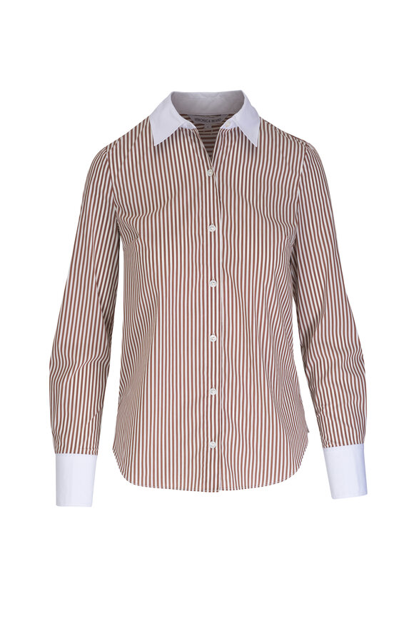 Veronica Beard - Marisol Deep Ochre White Stripe Poplin Shirt 