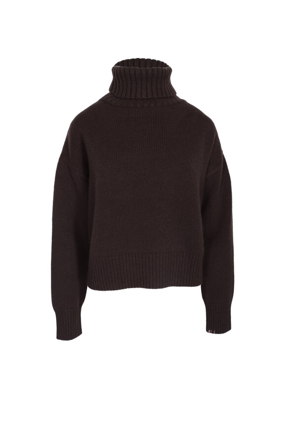 Extreme Cashmere Extra Crop Dark Brown Funnel Sweater