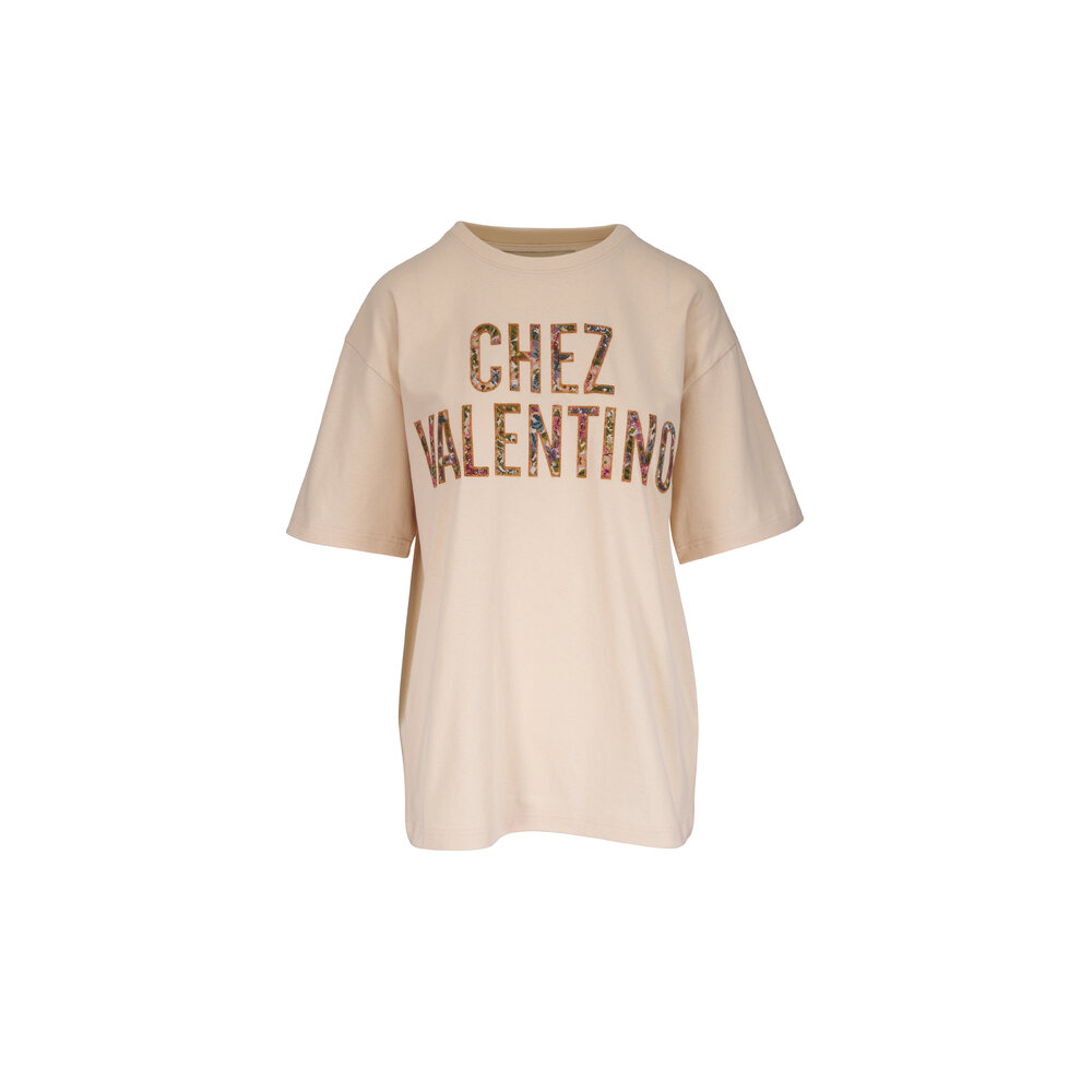 Valentino - Chez Valentino Cream Print Graphic T-Shirt