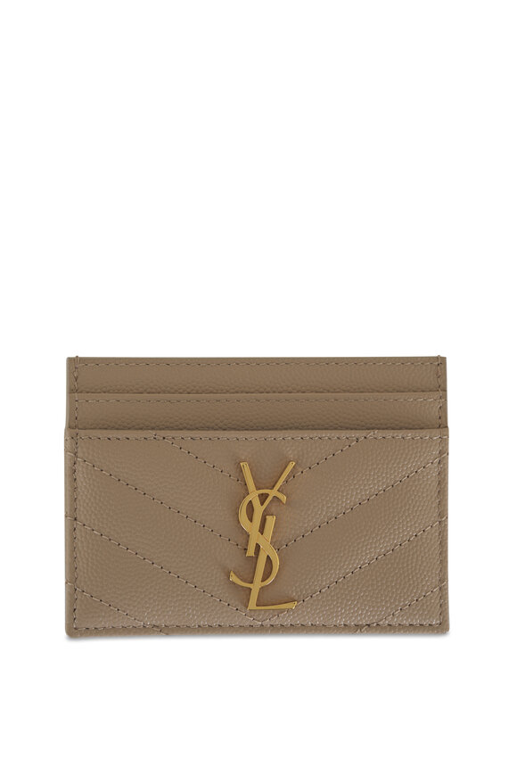 Saint Laurent Cassandre Matelassé Dark Beige Leather Card Case