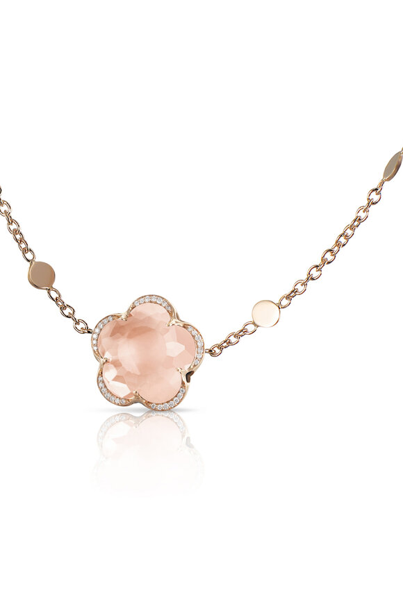 Pasquale Bruni - Bon Ton Rose Quartz & Diamond Pendant Necklace