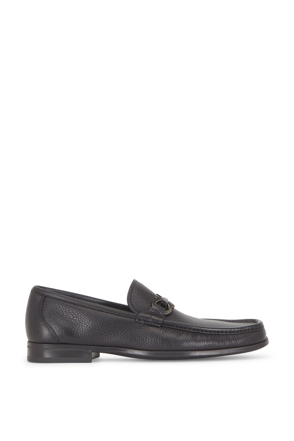 Grandioso Black Pebbled Leather Bit Loafer