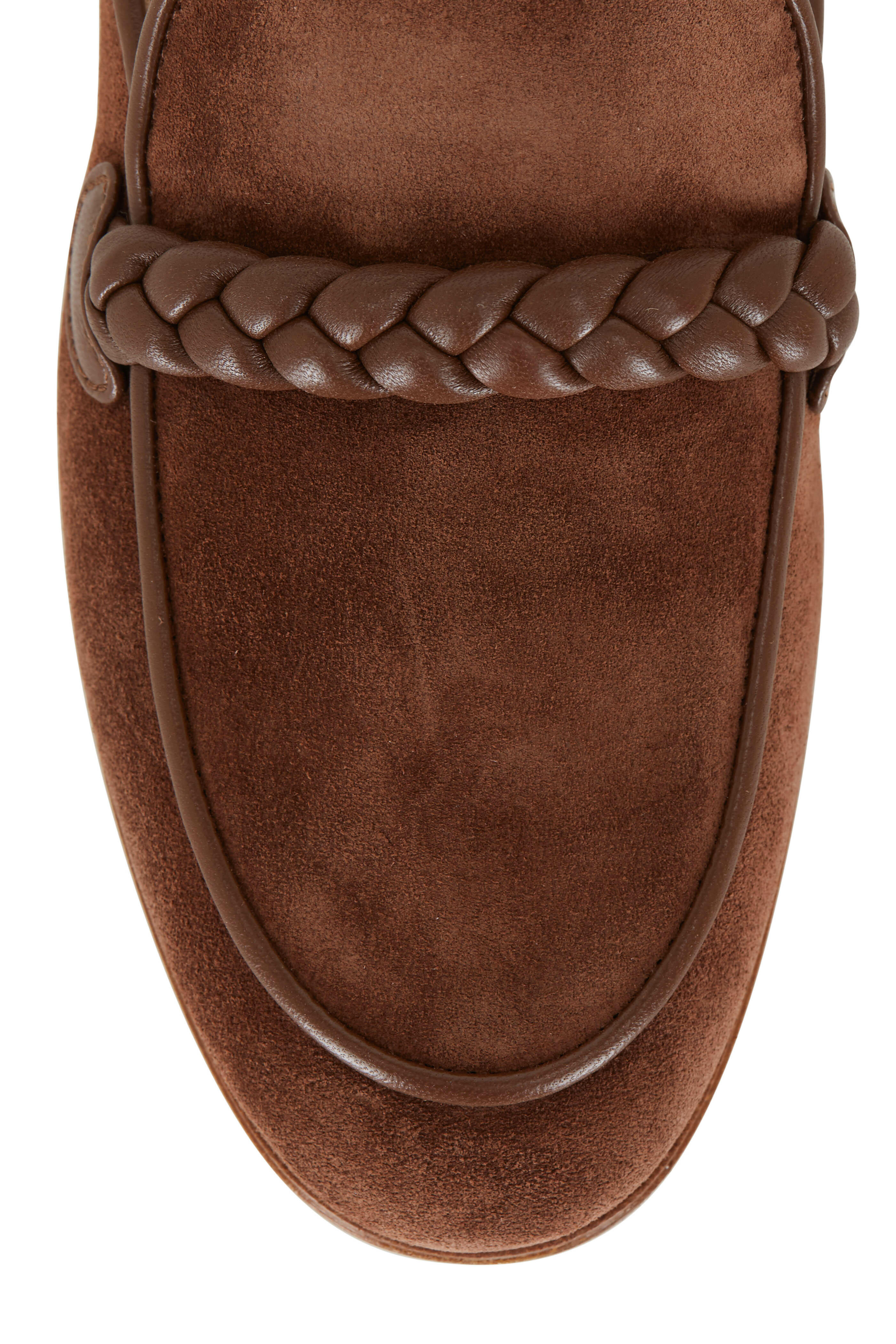 Gianvito Rossi - Belem Cognac Texas Suede & Leather Braid Flat Mule