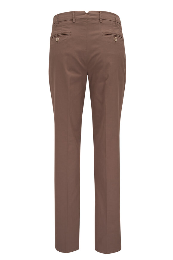 Brunello Cucinelli - Brown Stretch Cotton Flat Front Pant 