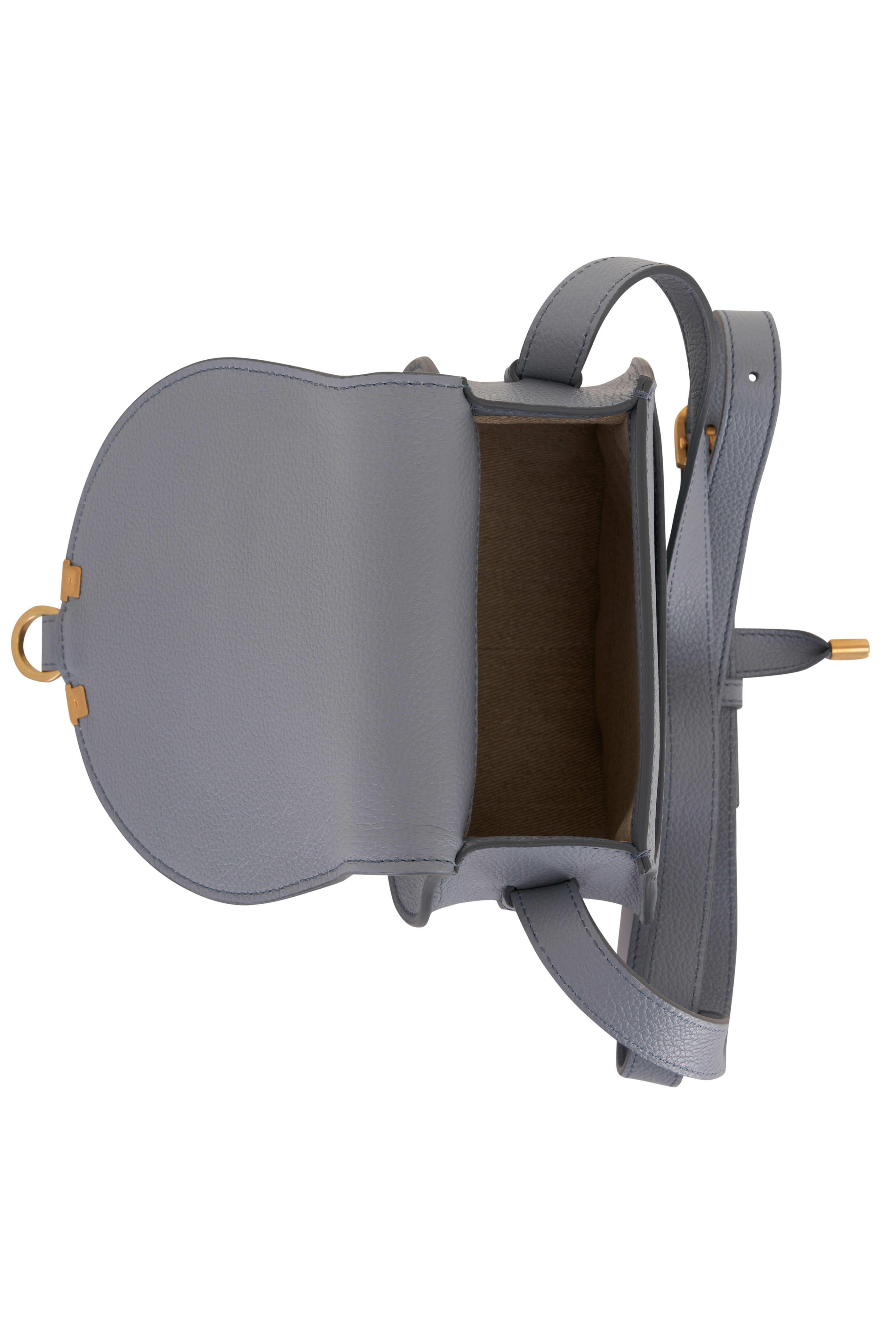 Chloé - Marcie Storm Blue Small Saddle Crossbody