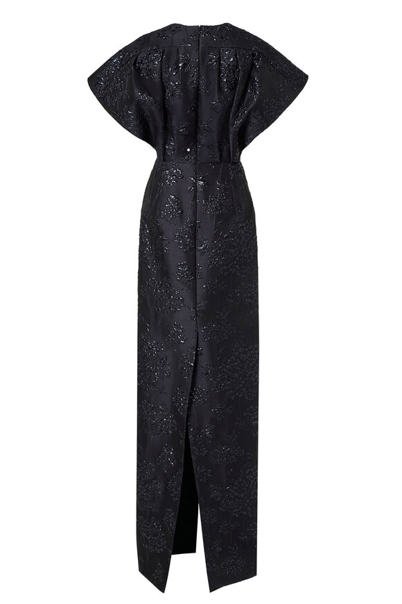 Carolina Herrera Black Floral Bouquet Lurex Jacquard Gown - view 7