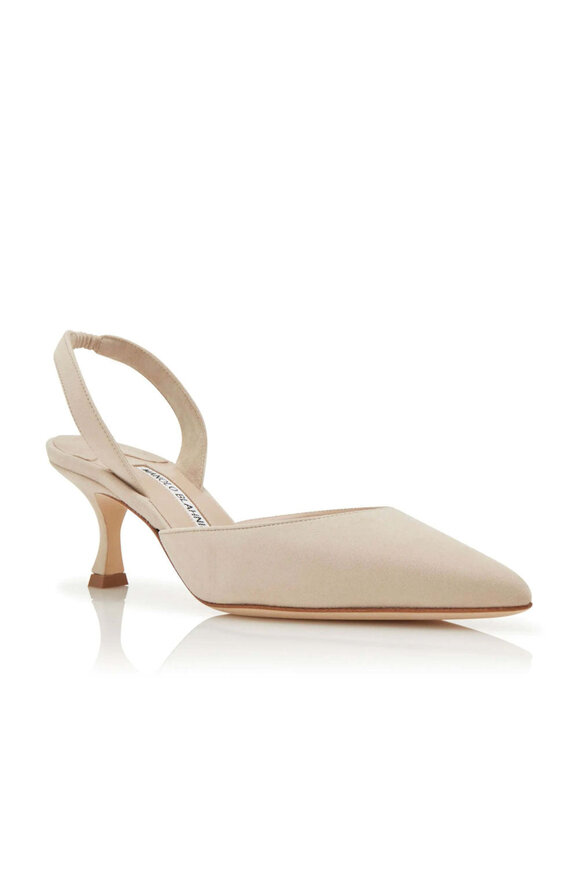 Manolo Blahnik Carolyne Beige Suede Slingback Pump, 50mm