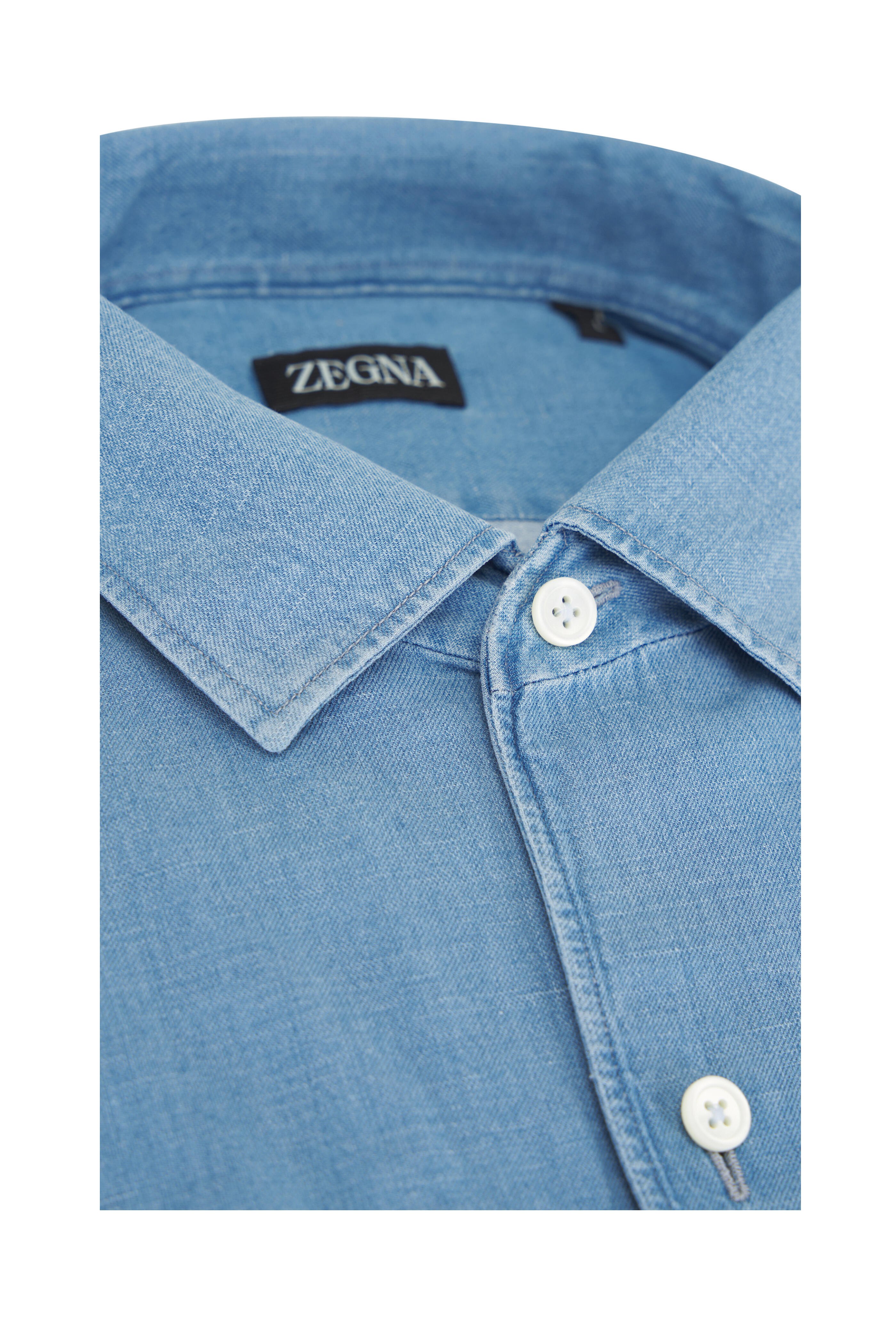 Zegna - Denim Cotton & Linen Sport Shirt