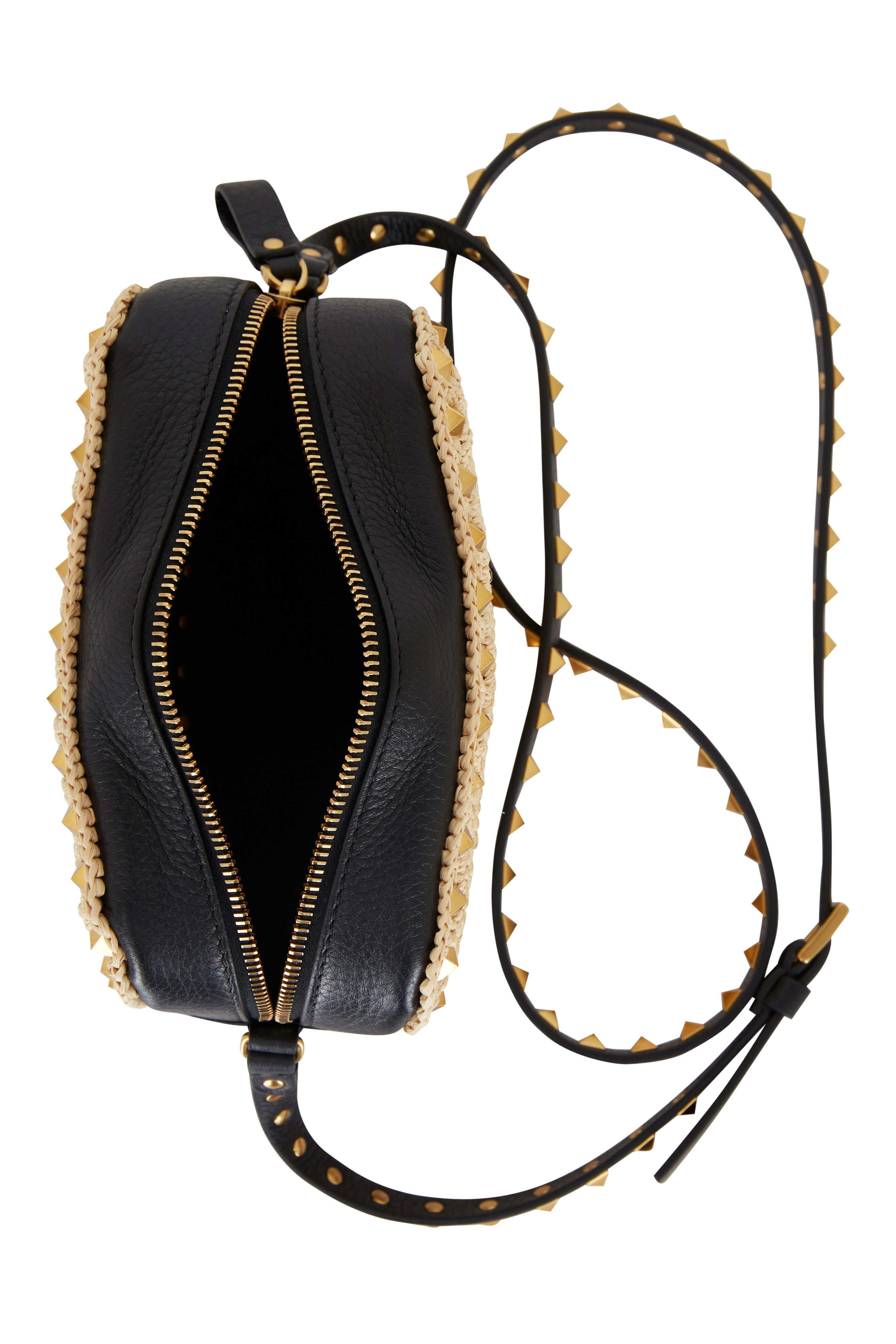 Valentino Garavani - Natural & Black Leather Rockstud Crossbody Bag