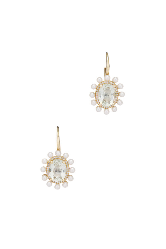 Kai Linz Green Amethyst & Pearl Drop Earrings
