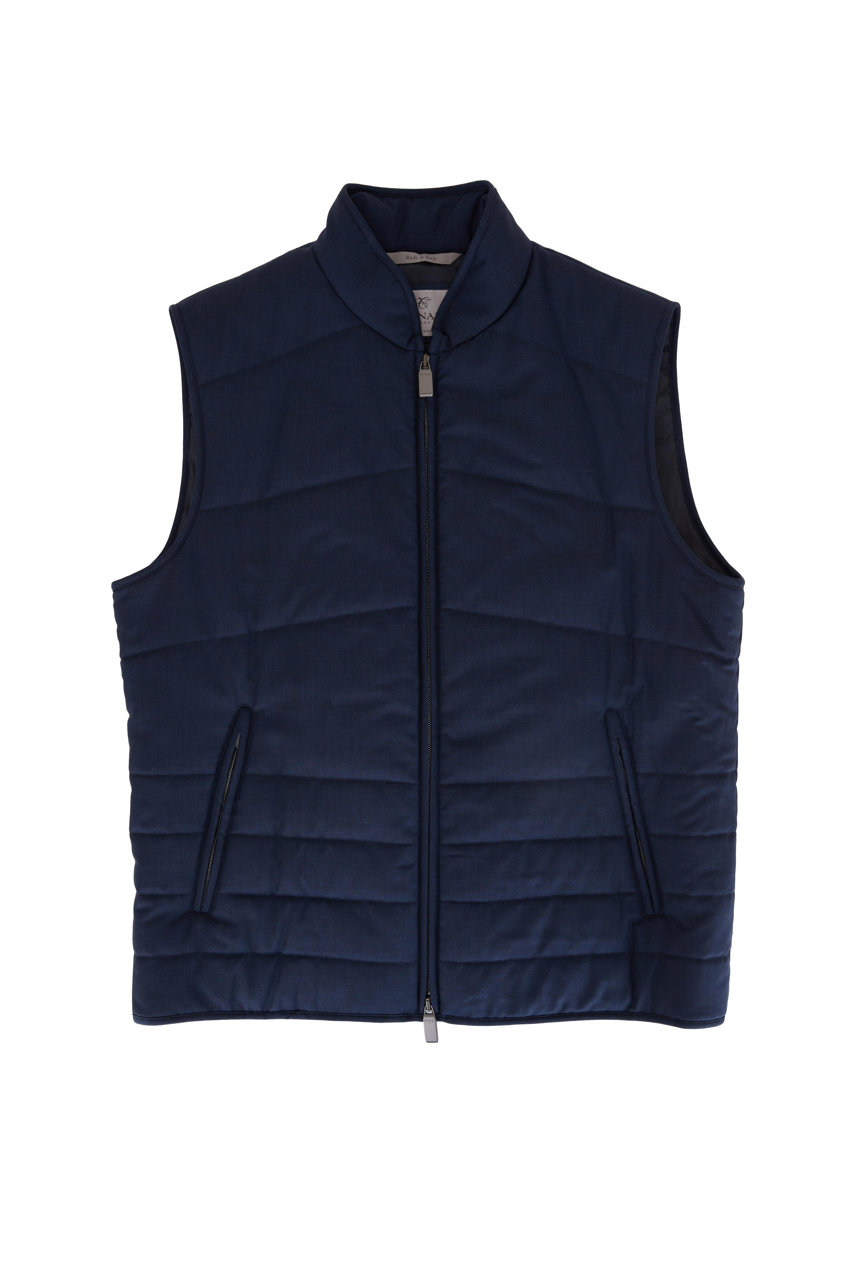 Canali Navy Technical Wool Vest Mitchell Stores