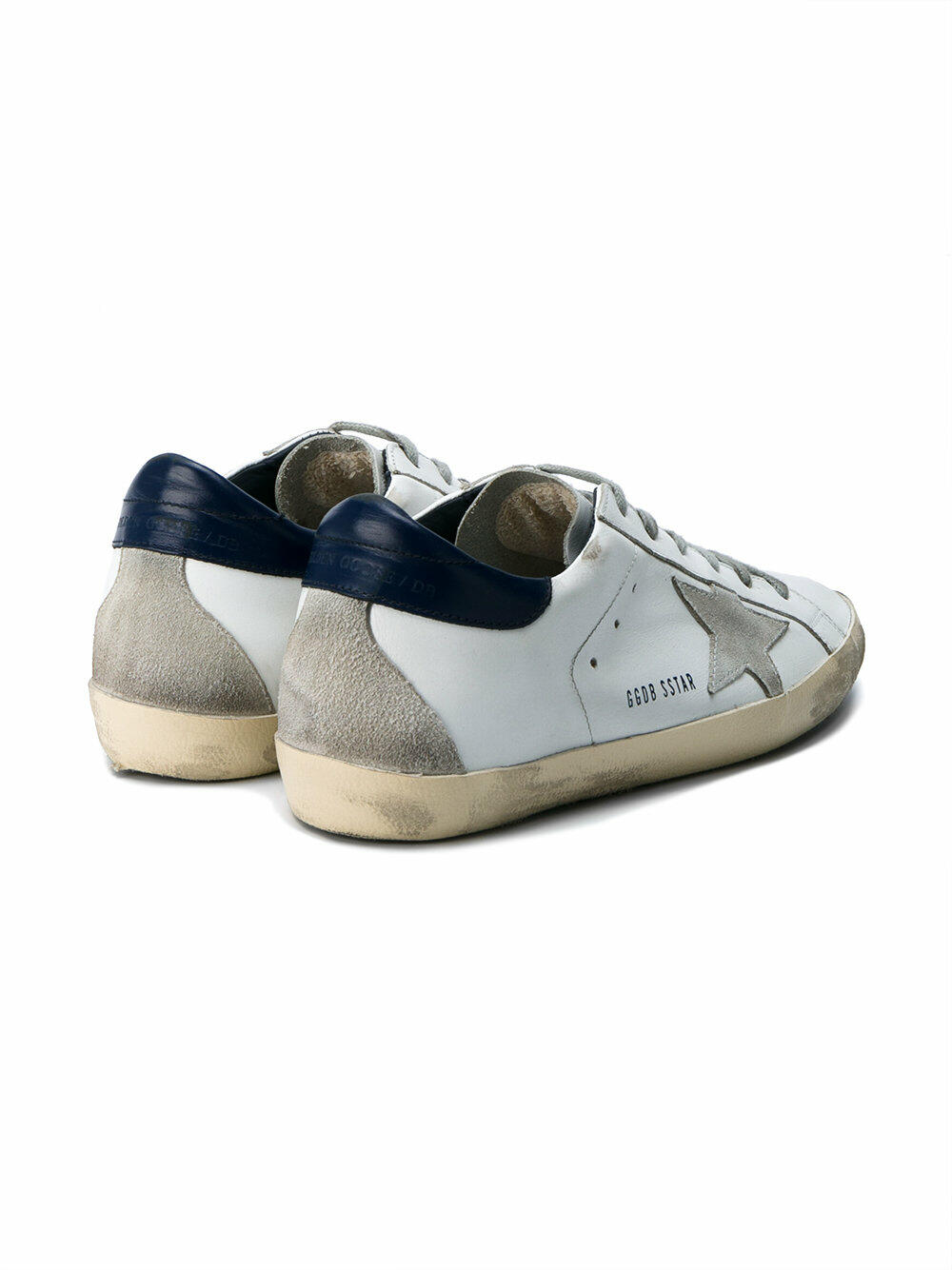Golden Goose - Women's Superstar White Leather Navy Trim Sneaker