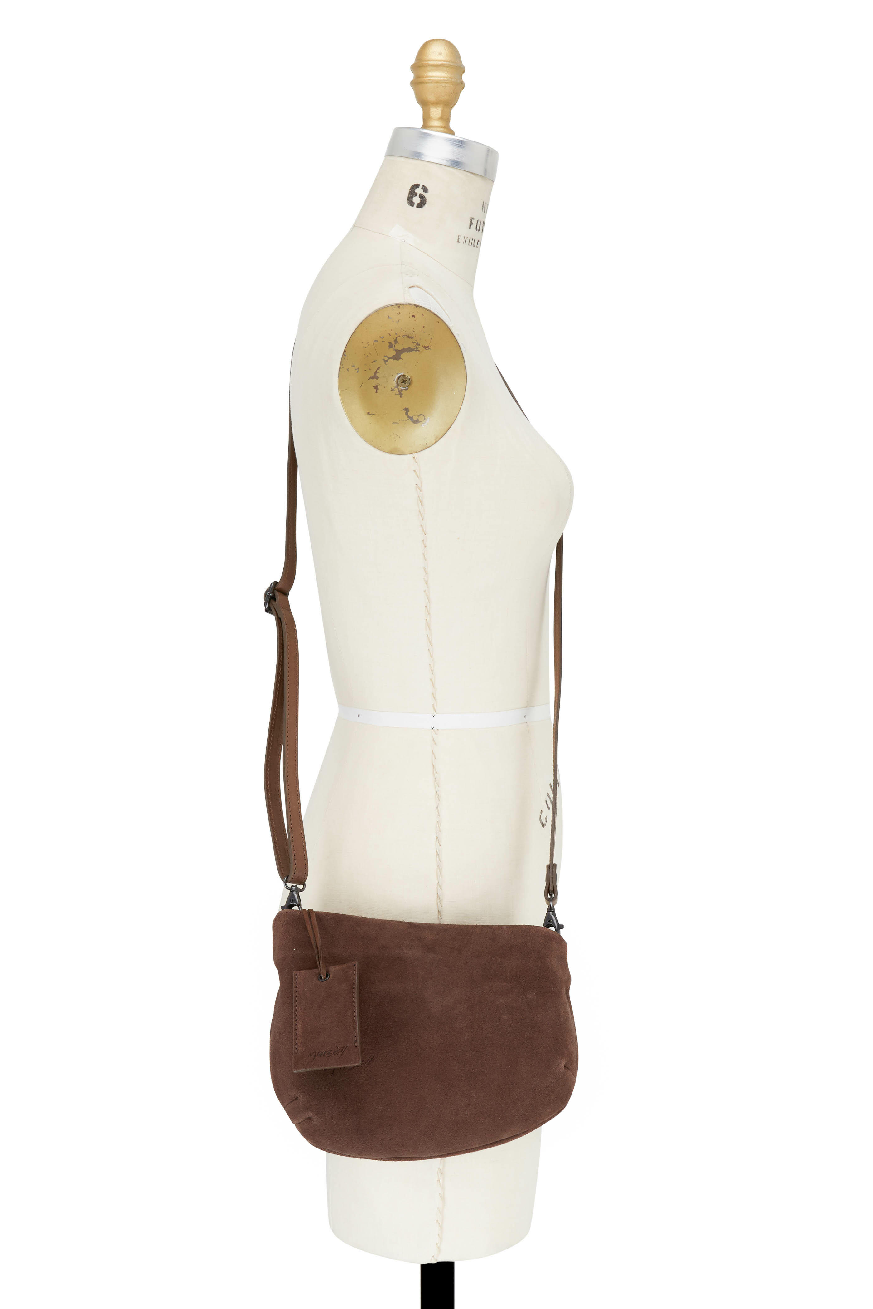 Marsell - Chocolate Suede Asymmetric Crossbody Bag