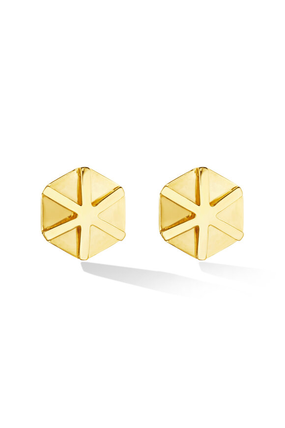 Cadar 18k Yellow Gold Small B Home Stud Earring - view 1