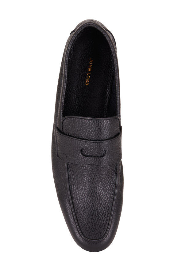 John Lobb - Black Grained Leather Penny Loafer