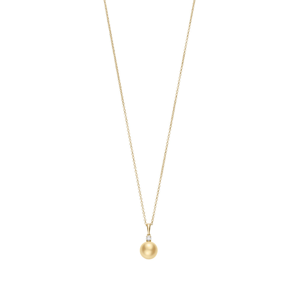 Mikimoto - Yellow Gold Pearl White Diamond Pendant