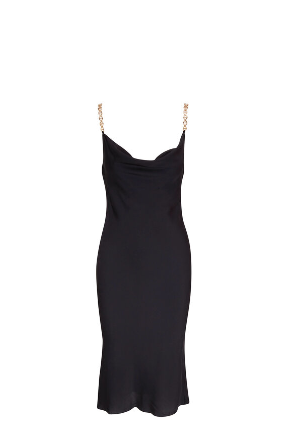 L'Agence - Amina Black Cowl-Neck Midi Dress