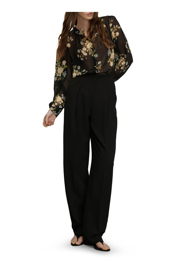 Veronica Beard Ashlynn Black Floral Silk Blouse - view 2
