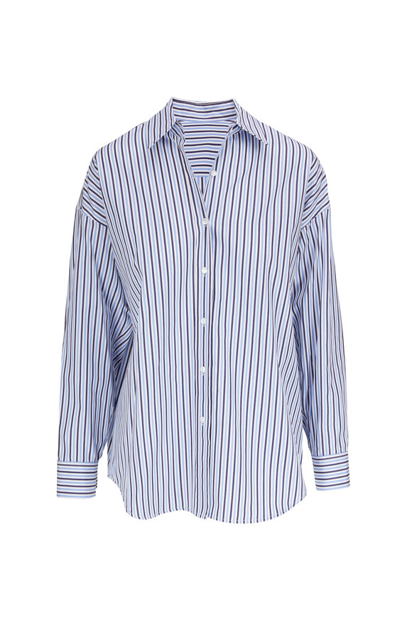 Nili Lotan - Blue Striped Mael Oversized Shirt | Mitchell Stores