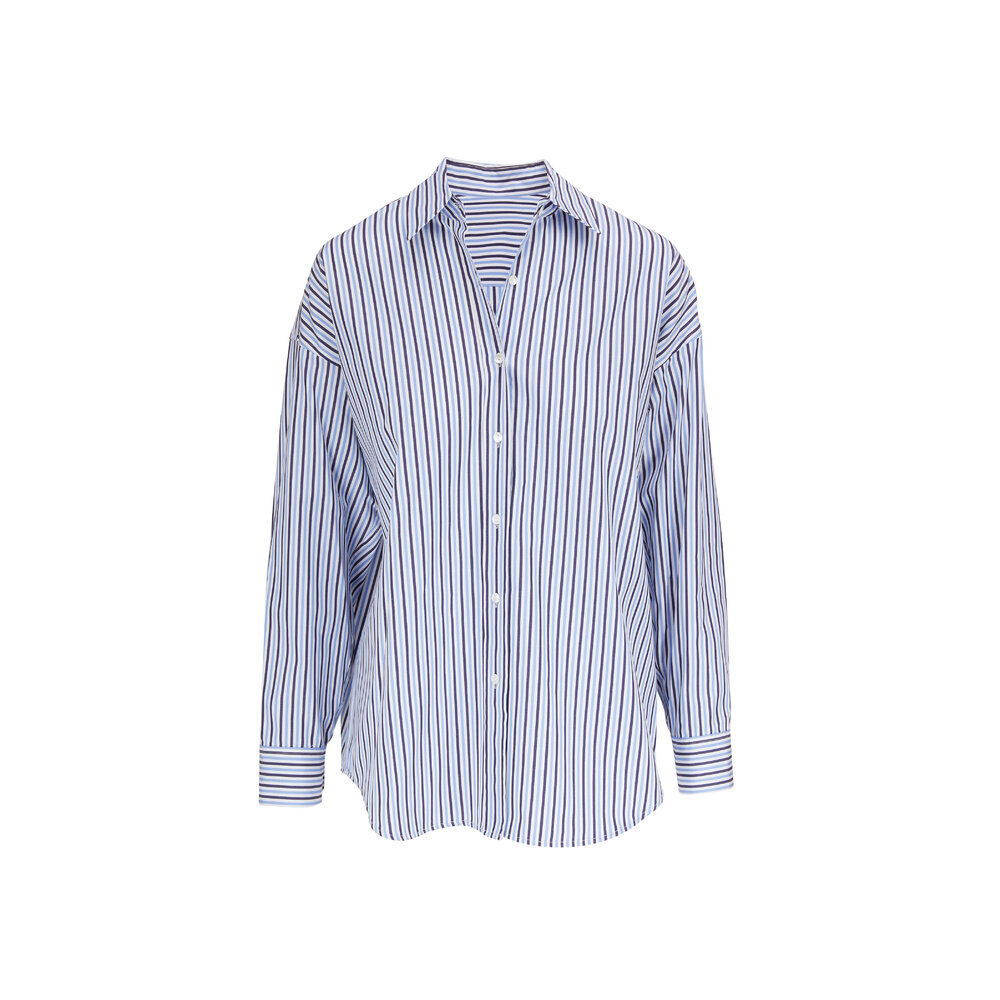 Nili Lotan - Blue Striped Mael Oversized Shirt | Mitchell Stores