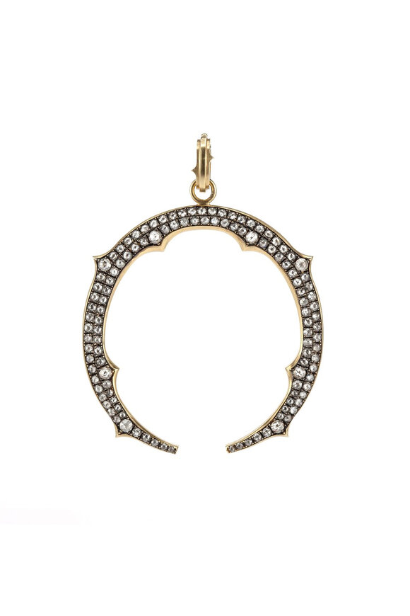 Sylva & Cie Grey Diamond Horseshoe Pendant