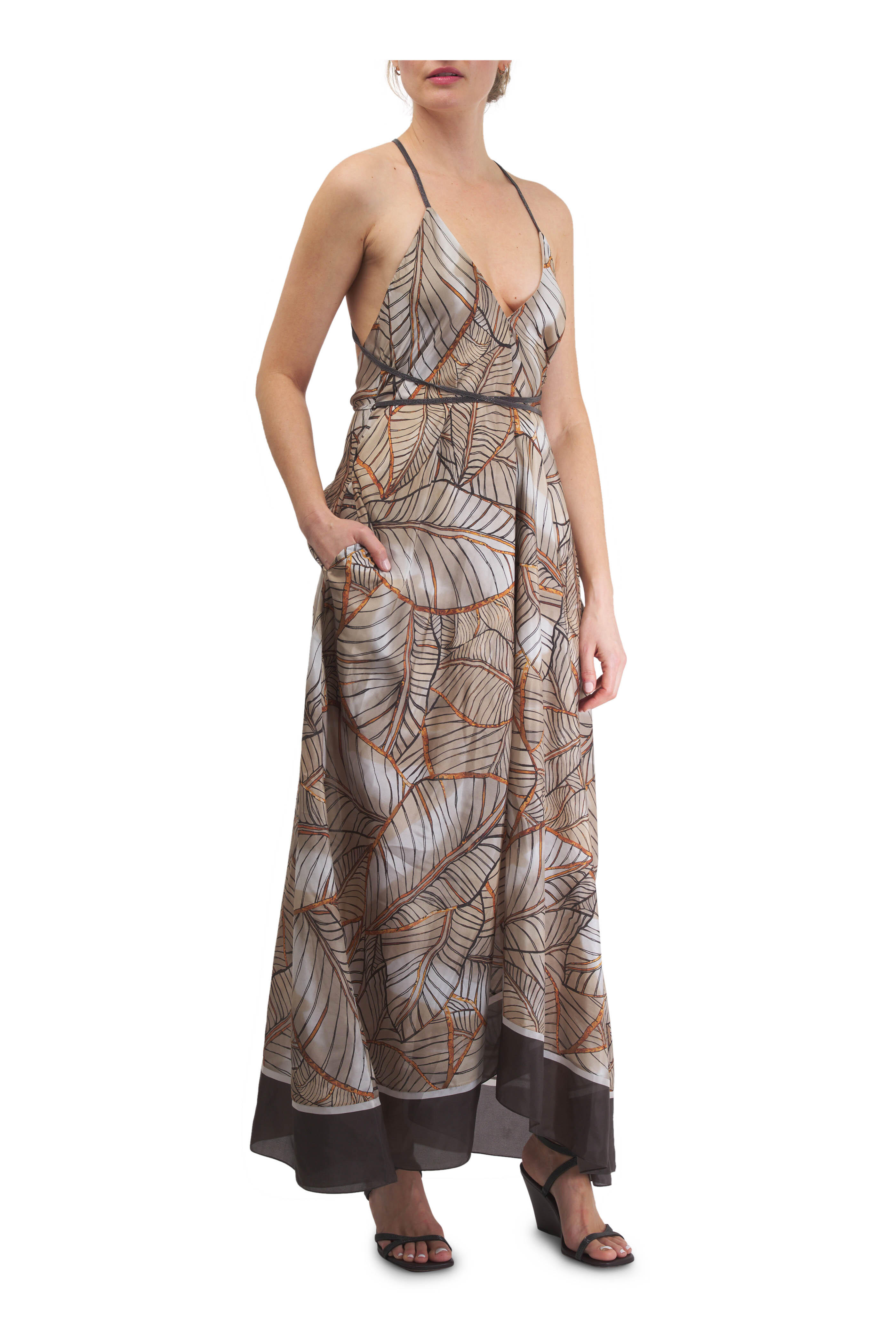 Brunello Cucinelli - Paprio Multicolor Silk Maxi Dress