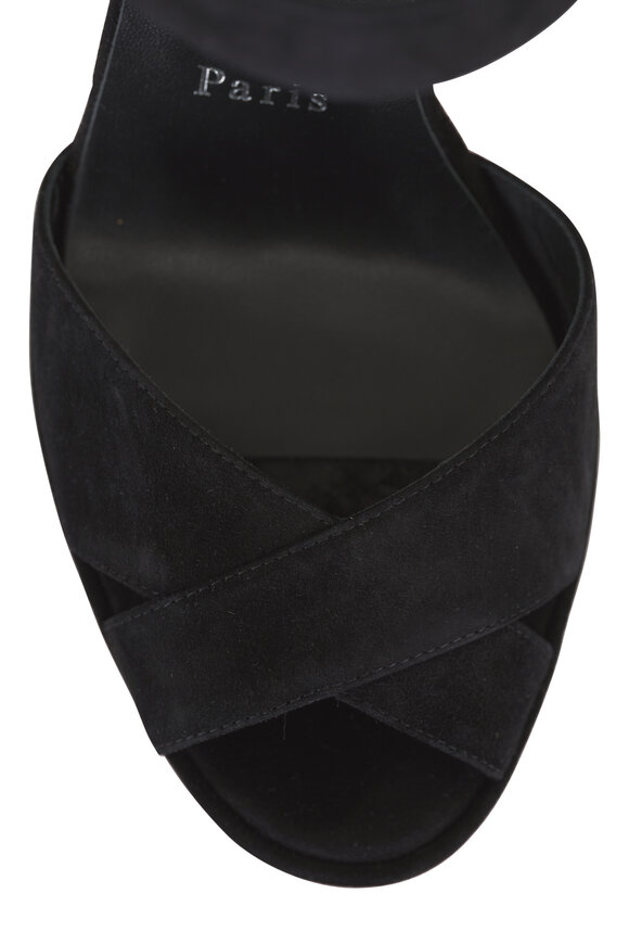 Christian Louboutin Cora Black Block Heel Suede Sandal, 100mm - view 5