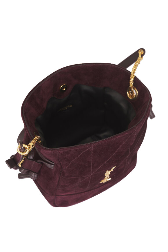 Saint Laurent Mini Jamie Burgundy Suede Shoulder Bag - view 5