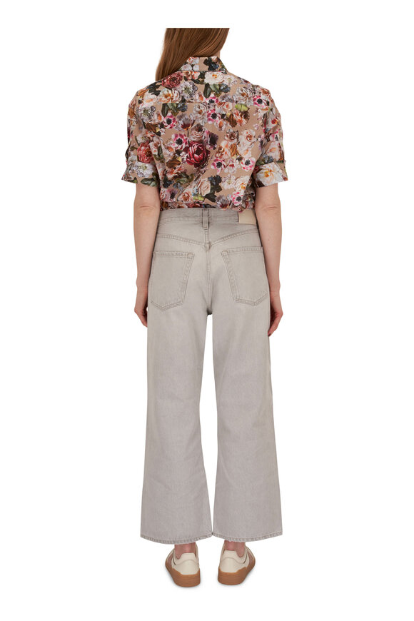 Adam Lippes - Khaki Floral Trapeze Printed Voile Blouse