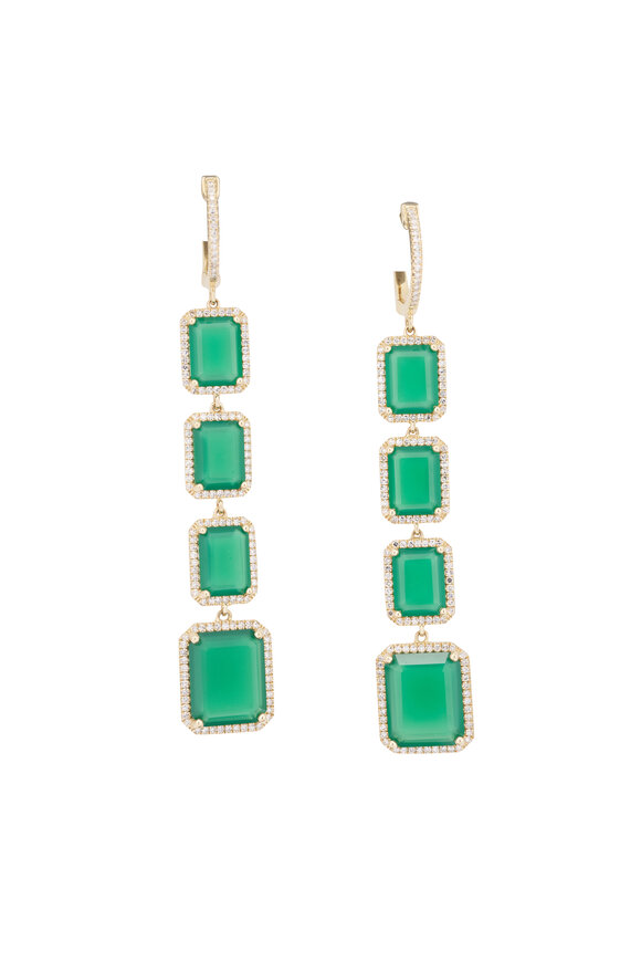 Kai Linz 14k Yellow Gold Green Onyx & Diamond Drop Earring