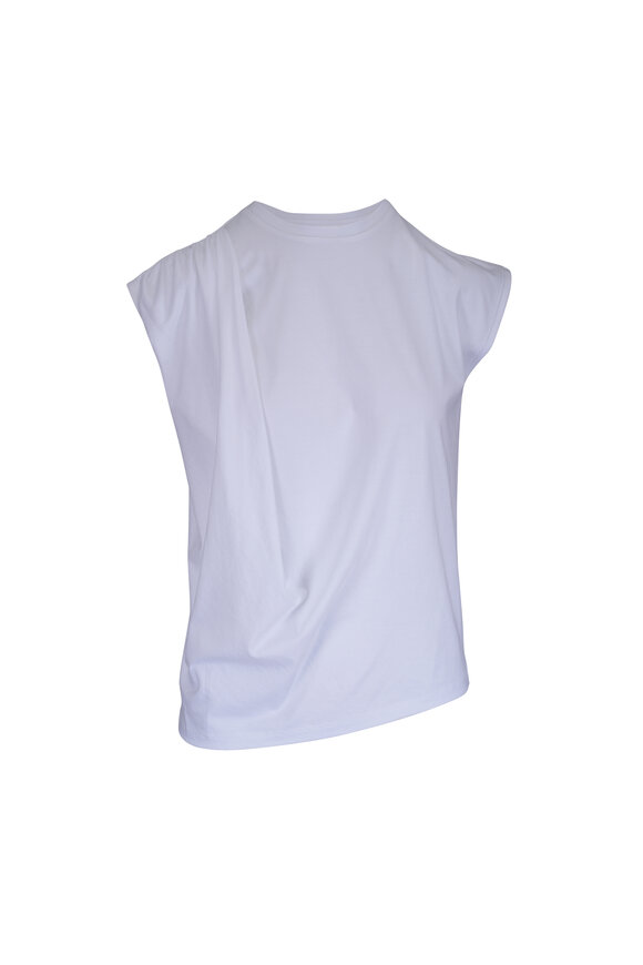 Vince Optic White Draped Relaxed Fit Top