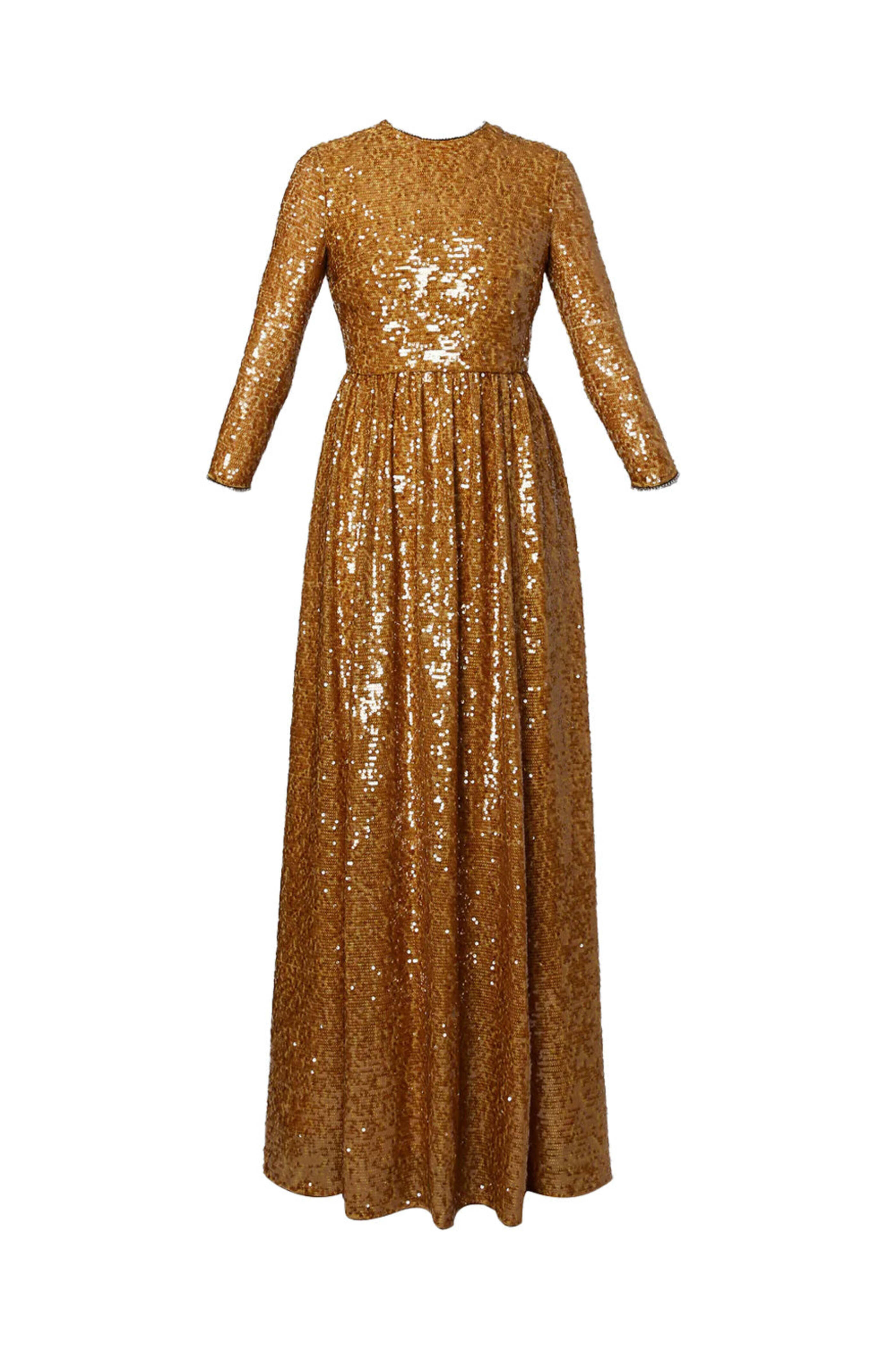 Erdem - Gold Sequin Long Sleeve Gown | Mitchell Stores