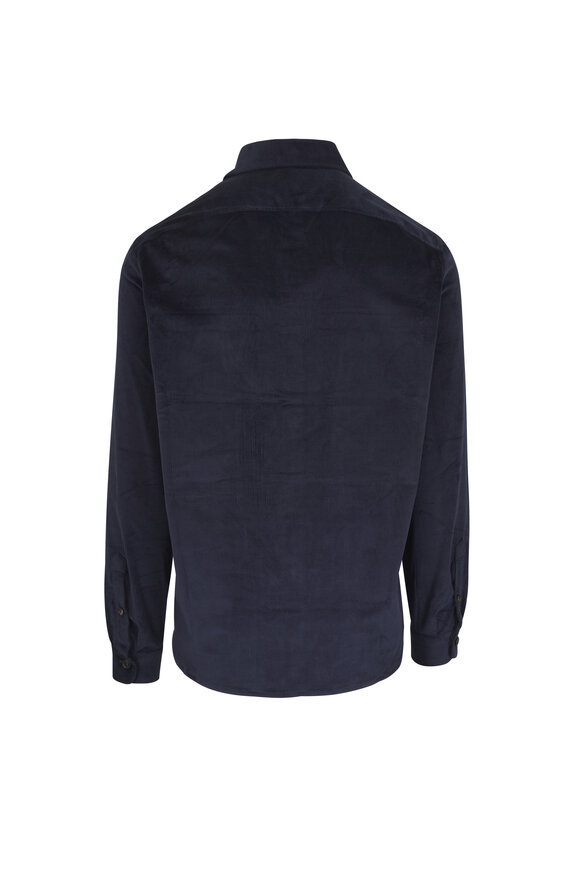 Isaia Dark Blue Corduroy Overshirt - view 3