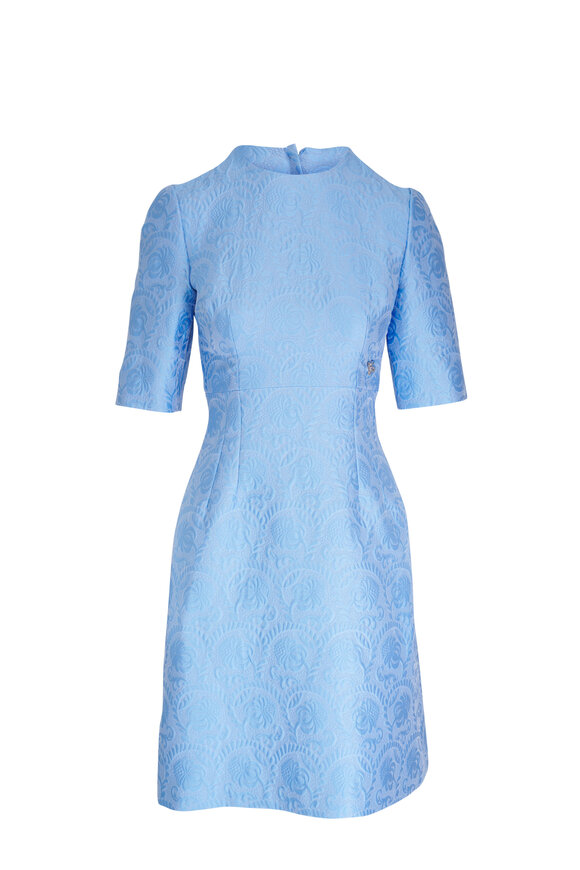 Dolce & Gabbana - Light Blue Floral Jacquard Midi Dress