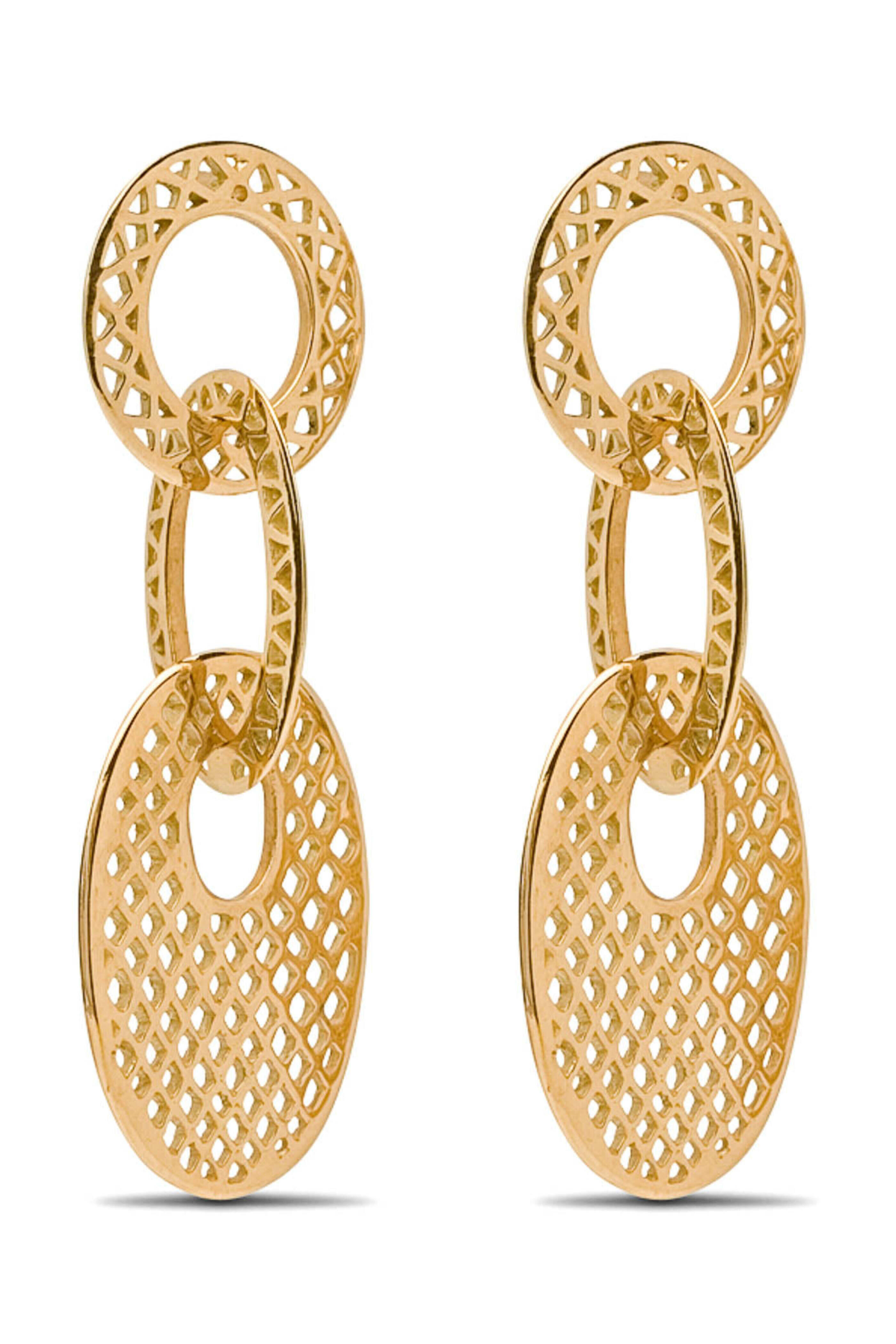 Ray Griffiths - Yellow Gold Crownwork Large Link Drop Earrings