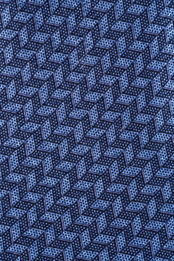 Brioni Navy Blue Herringbone Silk Necktie - view 2