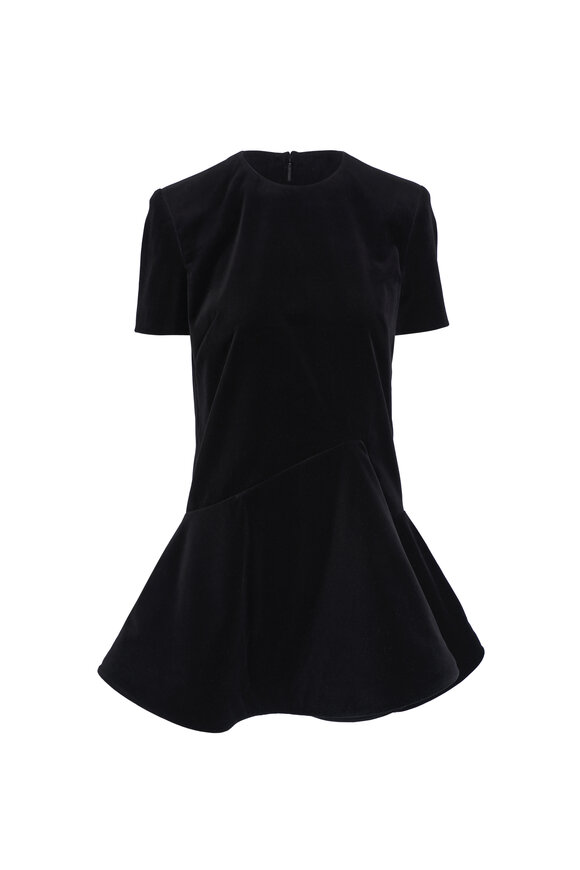 Valentino - Black Velvet Peplum Mini Dress 