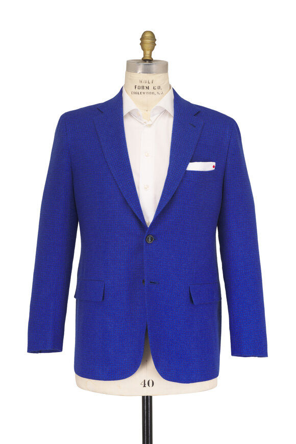 Kiton Navy Blue Houndstooth Cashmere Sportcoat - view 2
