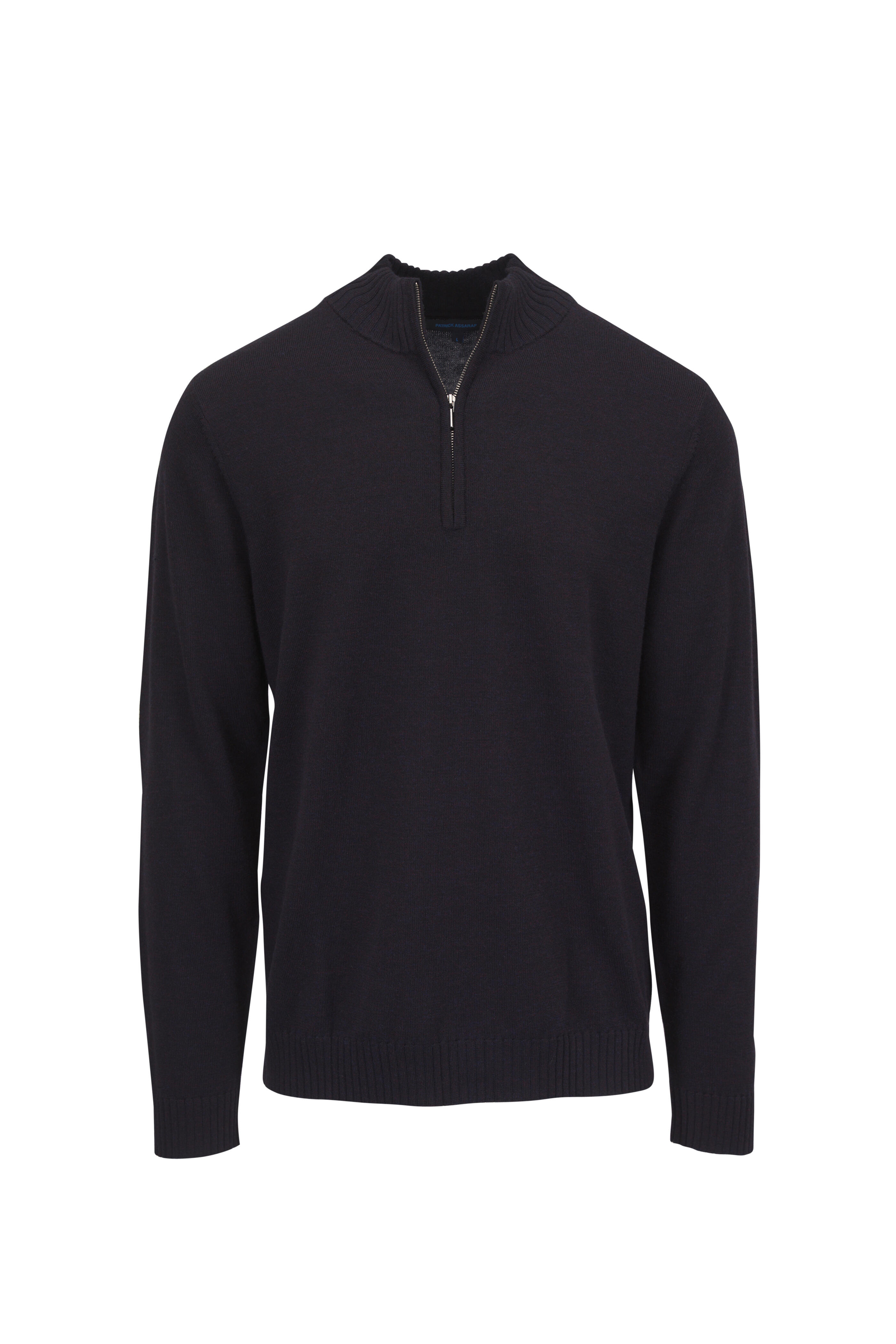 Patrick Assaraf - Black Current Wool Quarter Zip Sweater - view 1