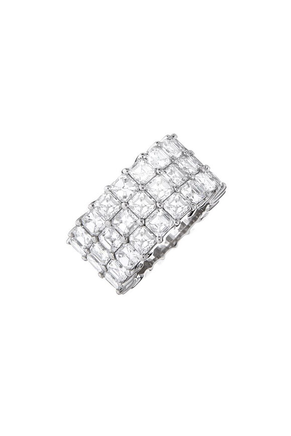 Diana M Jewels Platinum Three Row Asscher Cut Diamond Band - view 1