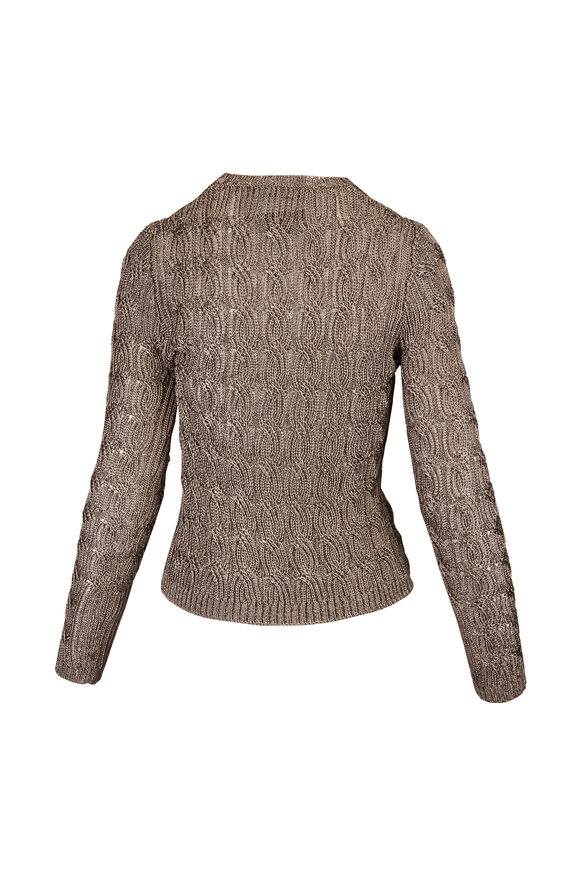Ralph Lauren Bronze Metallic Cable Knit Sweater - view 2